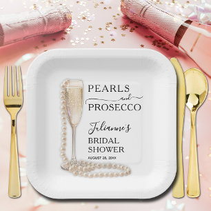 Parels en Prosecco Vrijgezellenfeest Papieren Bordje