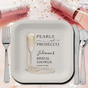 Parels en Prosecco Vrijgezellenfeest Papieren Bordje
