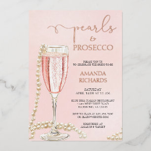 Parels en Prosecco Vrijgezellenfeest Roos Gold Folie Uitnodiging