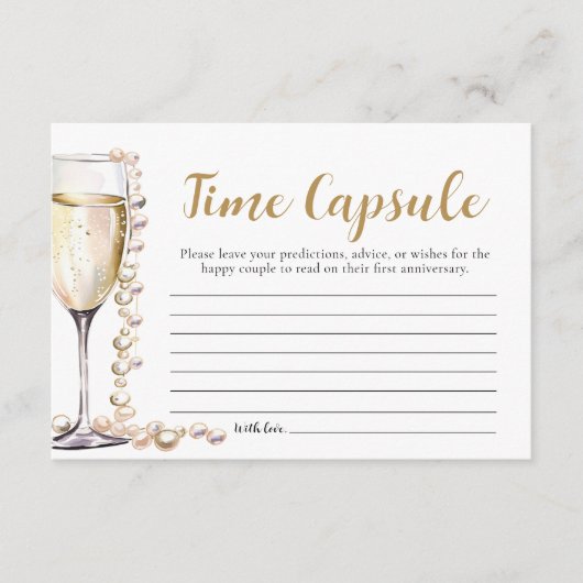 Parels en Prosecco Vrijgezellenfeest Tijdcapsule Informatiekaartje (Voorkant)