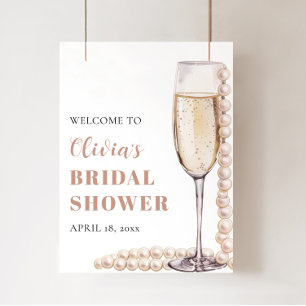 Parels en Prosecco Vrijgezellenfeest Welkomstbord Poster