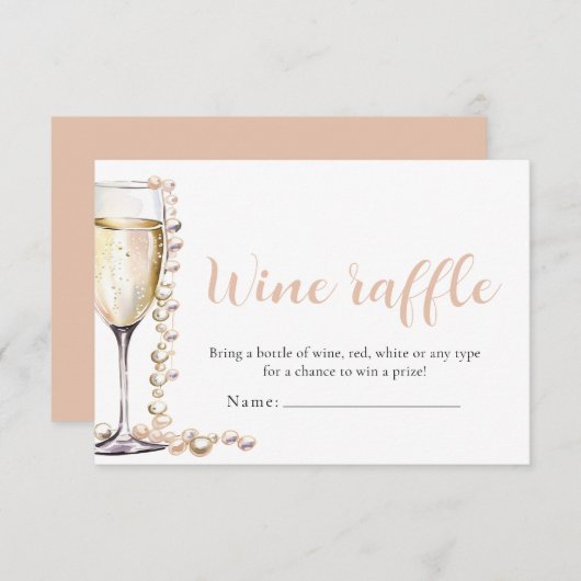 Parels en Prosecco Wijn Raffle Vrijgezellenfeest S Informatiekaartje (Voorkant / Achterkant)
