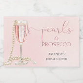 Parels en roze Prosecco Vrijgezellenfeest Sparkling Wijnetiket (Enkel label)