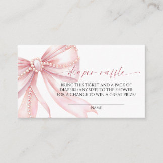 Parels en Roze Strik Luier Raffle Informatiekaartje