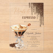 Parels Espresso Glitter Drips Acryl Uitnodigingen (Voorkant)