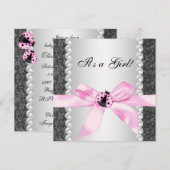 Parels lieveheersbeestje roze zwarte baby meisje d kaart (Voorkant / Achterkant)