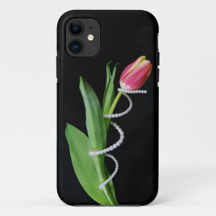 parels omwikkeld rond tulp iPhone 11 hoesje