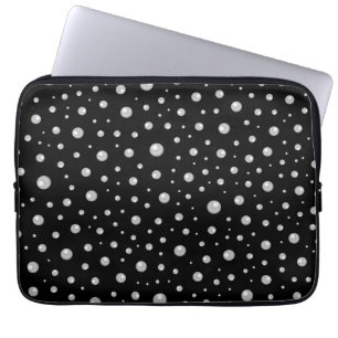 Parels op zwarte achtergrond laptop sleeve