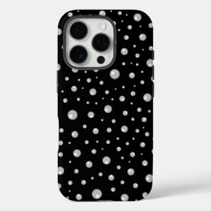 Parels Patroon op Zwarte Achtergrond iPhone 16 Pro Hoesje