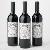 Parels Prosecco Black Coquette Bow Verjaardagsguns Wijn Etiket (Flessen)