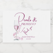 Parels & Prosecco Blush Roze Elegant Vrijgezellenf Sparkling Wijnetiket (Enkel label)