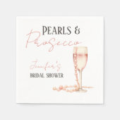Parels & Prosecco Blush Roze Vrijgezellenfeest Servet (Voorkant)