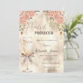 Parels Prosecco Bow Glitter Drips Boho Rozen Kaart (Staand voorkant)