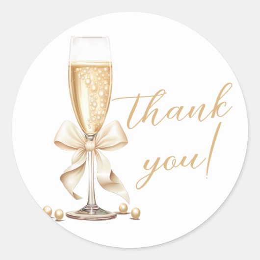 Parels & Prosecco Bow Vrijgezellenfeest Ronde Sticker (Voorkant)