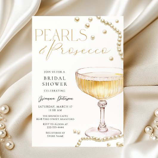 Parels & Prosecco Bridal Douche Uitnodiging