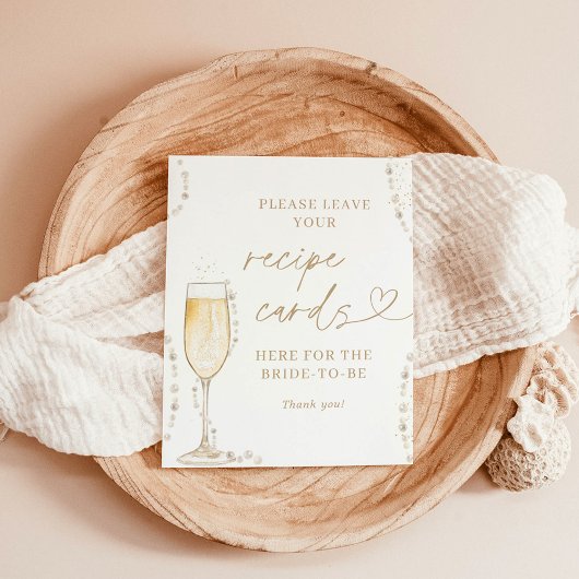 Parels & Prosecco Bridal Recept Kaarten teken, rec Poster