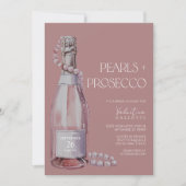 Parels + Prosecco bruids douche uitnodiging (Voorkant)