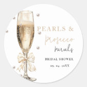 Parels & Prosecco  Bruidsfeest Ronde Sticker (Voorkant)