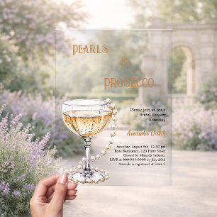 Parels Prosecco Bruidsmeisje Feest helder Acryl Uitnodigingen