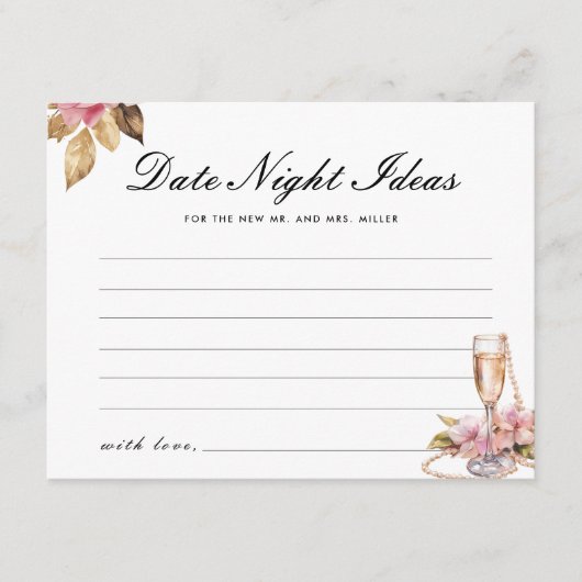 Parels Prosecco Datum Nacht Ideeën Vrijgezellenfee Informatiekaartje (Voorkant)