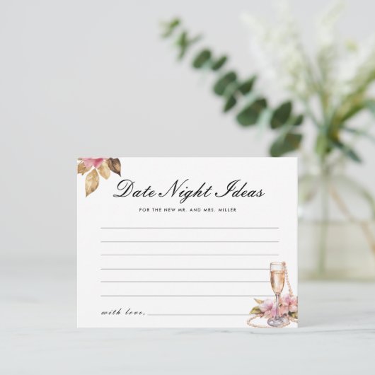 Parels Prosecco Datum Nacht Ideeën Vrijgezellenfee Informatiekaartje (Staand voorkant)