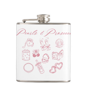 Parels & Prosecco Design Meisjesachtig Roze Meid Heupfles