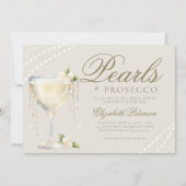 Parels Prosecco Elegant Ecru Brunch Vrijgezellenfe Kaart (Voorkant)