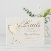 Parels Prosecco Elegant Ecru Brunch Vrijgezellenfe Kaart (Staand voorkant)