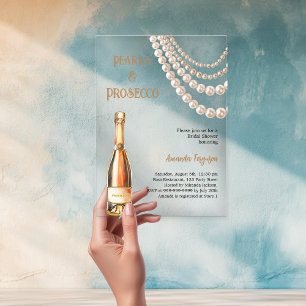 Parels Prosecco elegant Vrijgezellenfeest helder Acryl Uitnodigingen