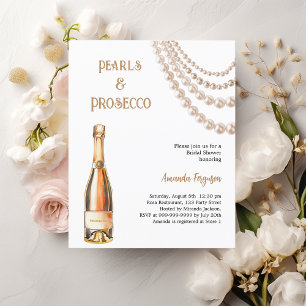 Parels Prosecco elegante Bruids Douche uitnodiging