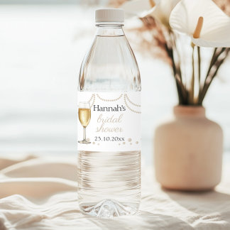 Parels Prosecco elegante Bruidsjurk Shower bedankt Waterfles Etiket