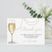 Parels Prosecco elegante Bruidsmeisje feest bedank Bedankkaart (Staand voorkant)