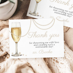 Parels Prosecco elegante Bruidsmeisjesfeest bedank Bedankkaart