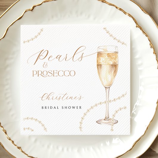 Parels & Prosecco Gouden Bruids-Shower Servetten