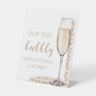 Parels Prosecco Laat de bubbels borrelen Ze gaat t Reclamebord Met Voetstuk