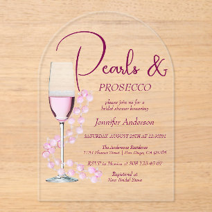 Parels & Prosecco Modern Elegant Vrijgezellenfeest Acryl Uitnodigingen
