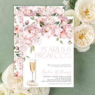 Parels & Prosecco Modern Roze Bloemen Vrijgezellen Kaart