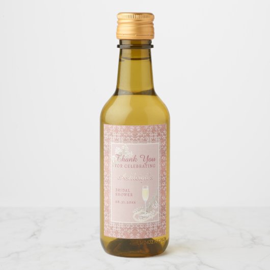 Parels & Prosecco Roos Goud Vrijgezellenfeest Favo Wijn Etiket (Voorkant)