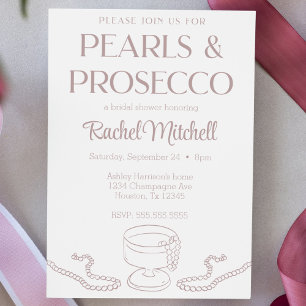Parels & Prosecco Roze Bruid / Lingerie Douche Kaart
