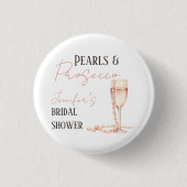 Parels & Prosecco Roze Bruids-Shower Ronde Button 3,2 Cm (Voorkant)