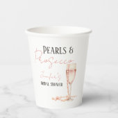 Parels & Prosecco Roze Bruidsdiner Papieren Bekers (Voorkant)
