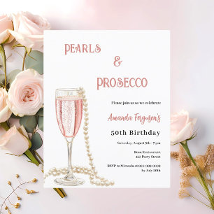 Parels Prosecco roze bubbels verjaardagsuitnodigin