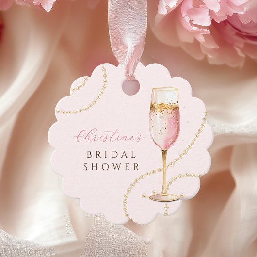 Parels Prosecco Roze Goud Bruidsfeest Bedankjes Labels