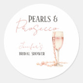 Parels & Prosecco Roze Roze Bruidsfeest Ronde Sticker (Voorkant)