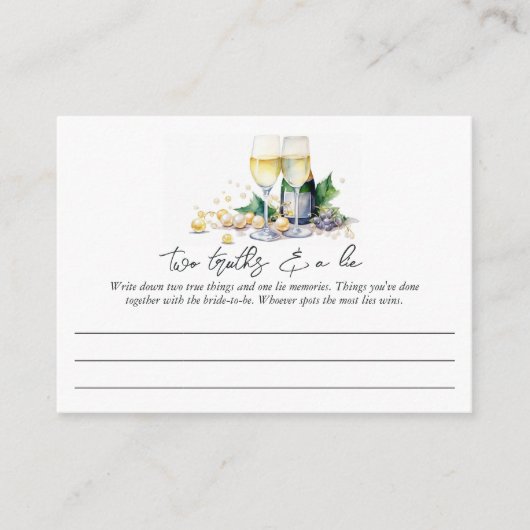 Parels & Prosecco "Twee waarheden & een leugen" Br Informatiekaartje (Voorkant)