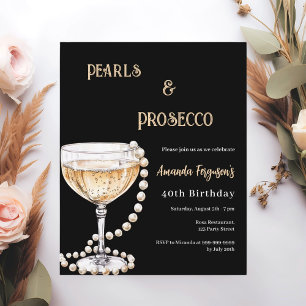 Parels Prosecco zwart goud uitnodiging voor verjaa