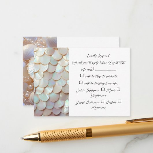 Parels Schelpen Elegant Classic Informatiekaartje (Voorkant / Achterkant in situ)