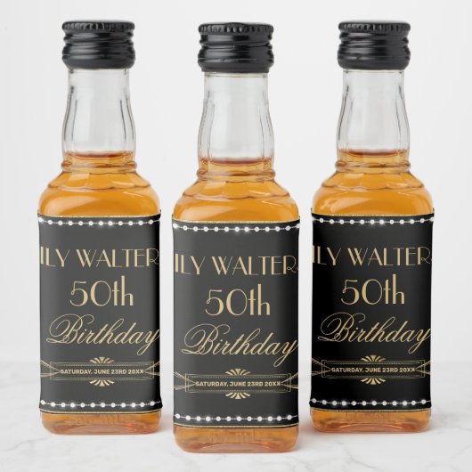 Parels Witte Bloemen Art Deco Gatsby 20s Verjaarda Likeurfles Etiket (Flessen)