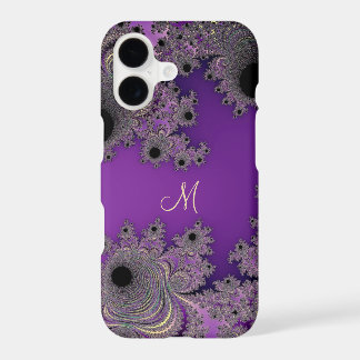 Parelsachtig paarse fractale monogram iPhone hoes