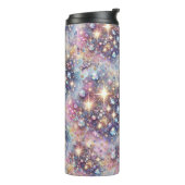 Pareltjes en glitter, in paarse blauw en roze thermosbeker (Gedraaid links)